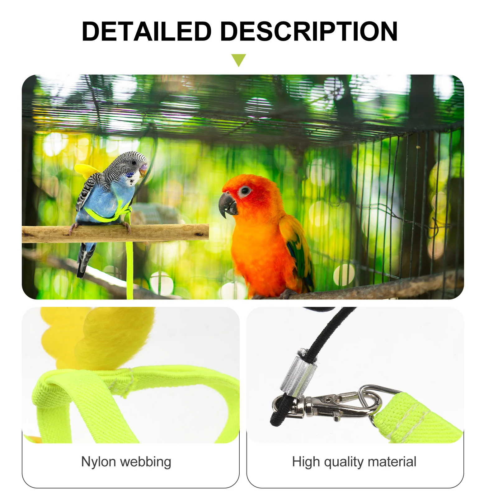 

1Pcs Bird Harness Parrot Leash Flying Rope Strap Outdoor Training Traction Rope for Budgerigar Cockatiel Lovebird Yellow