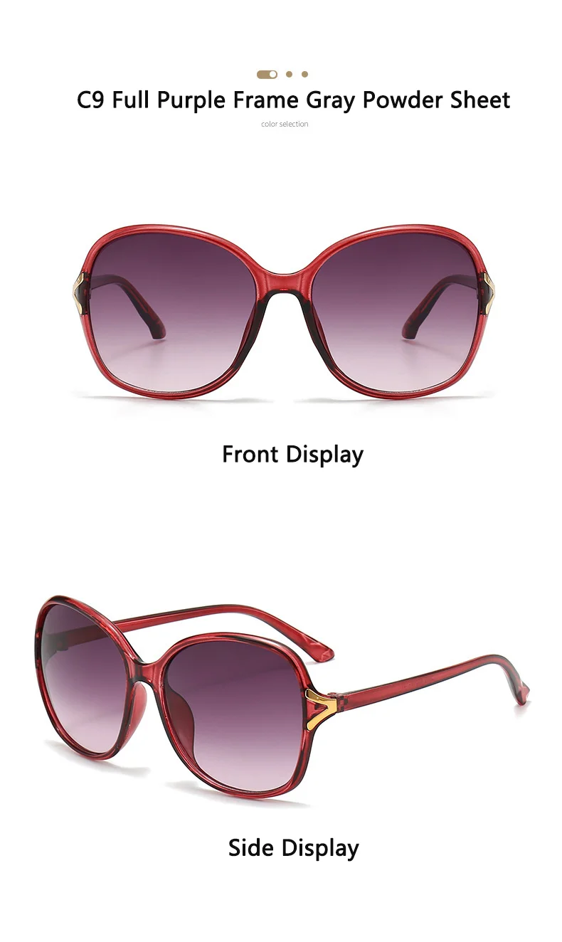 Neue modische High-End-Retro-Sonnenbrille mit Gesichtsverstärkung, kleiner UV-Schutz, der große Sonnenbrille für Damen 2605 fährt – Detail 17