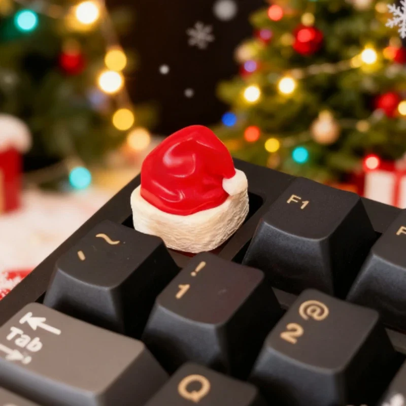 MAIMOOO Christmas Hat Keycap 1PC Creative Personalized Resin Key Cap Santa Claus Red Hat Cute Keycaps for MX Mechanical Keyboard