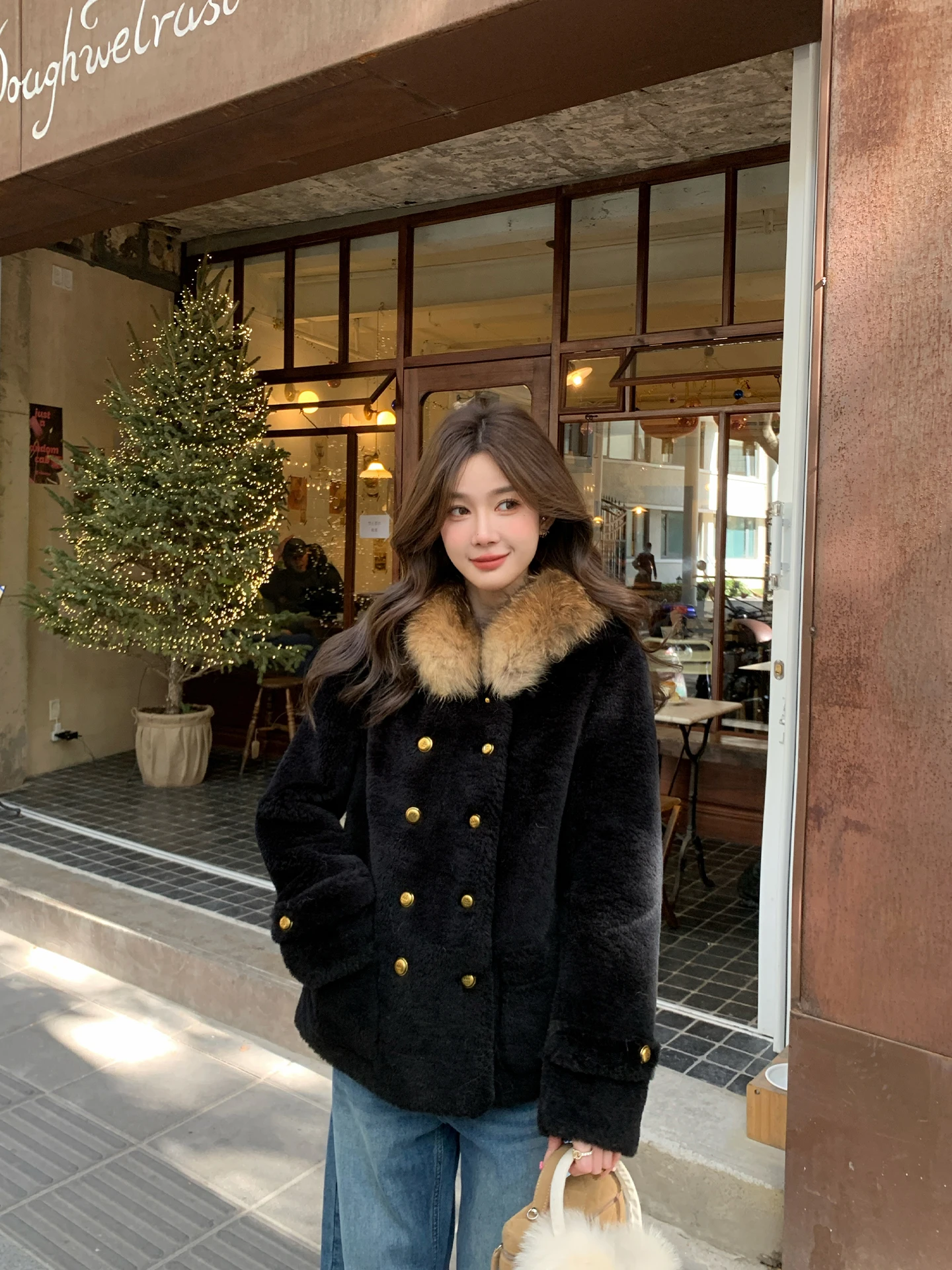 

Винтажная шуба Daisy Girl с воротником из натурального меха 00% меха ягненка, кожаное шуба с мехом ягненка, зимнее и универсальное теплое молодежное универсальное...