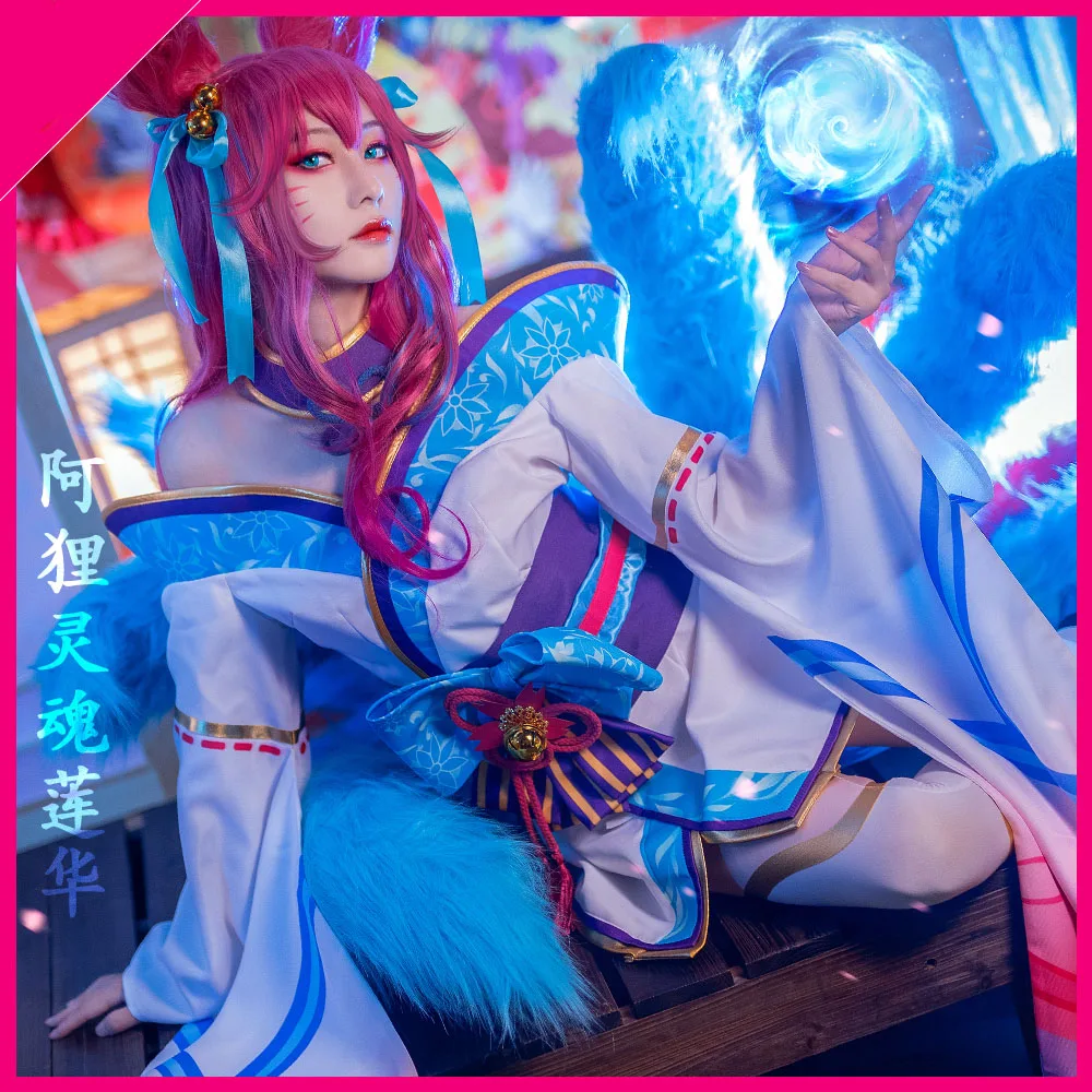 

COS-HoHo Game LOL Ahri ZhanLing Festival Battle Suit Gorgeous Cosplay Costume Halloween Carnival Party Role Play Outfit Women