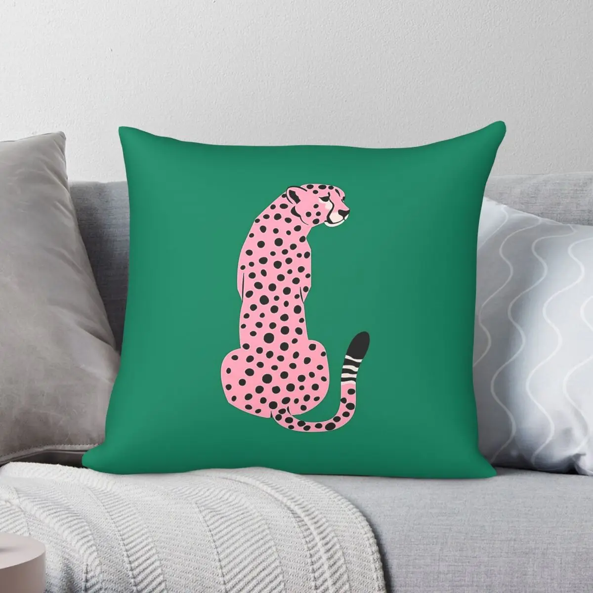 Pink Leopard African Cheetah Square Pillowcase Polyester Linen Velvet Pattern Zip Decor Throw Pillow Case Car Cushion Cover