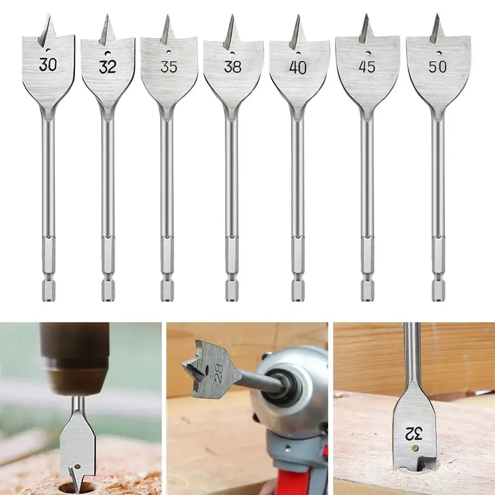 

Wood Flat Drill Set Woodworking Spade Drill Bits Durable Woodworking Tool1pcs 6-50mm Flat Drill High-carbon Steel