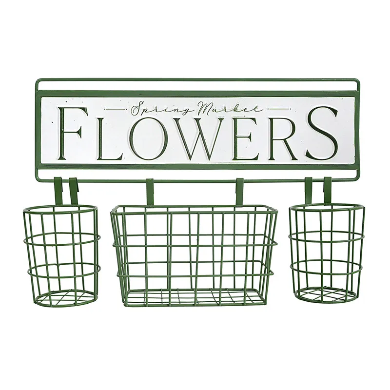 

European wrought iron garden courtyard wall shelf wall decoration wall hanging flower basket home decoration ornament