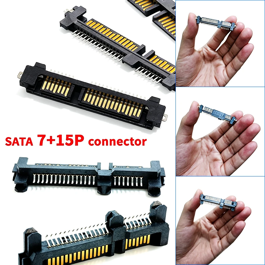 SATA-Schnittstellenbuchse für SSD-Festplatten, 7+15P 22-PIN Steckeranschluss mit Einbauplatte, Patch-Typ Anschlussport