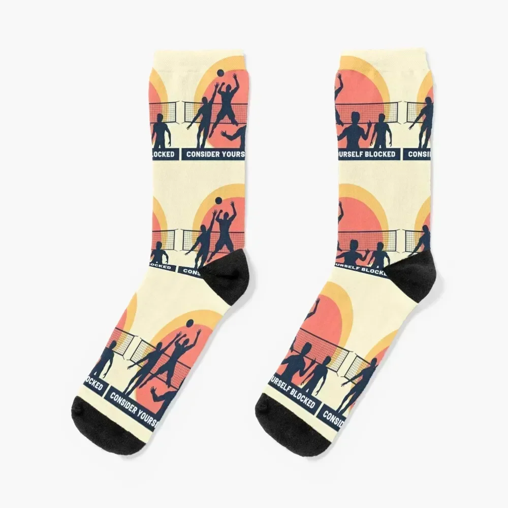 Funny Volleyball Consider Yourself Blocked Socks Run professional running Rugby Women's Socks Men's