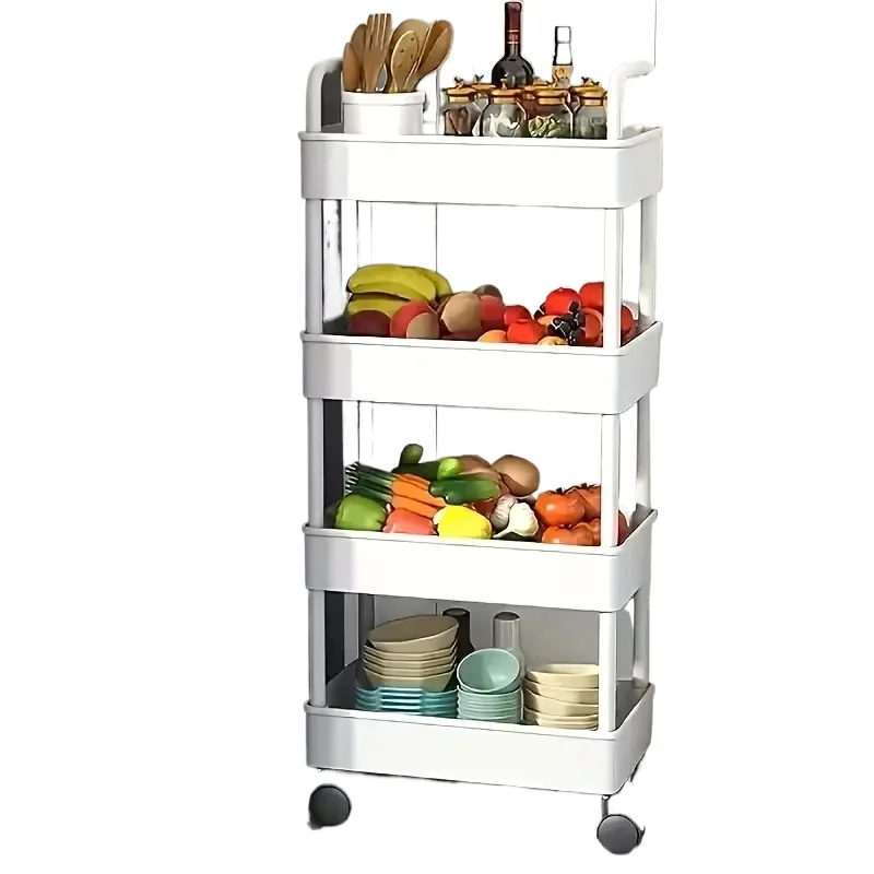 4-tier storage cart - multifunctional rolling cart, suitable for the kitchen, bathroom, nursery, bedroom, and more