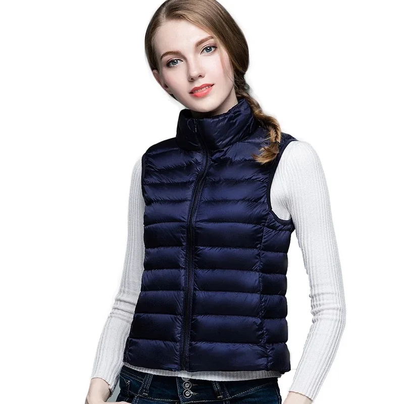Autumn and Winter New Women's Down Vest Elegant Women's Collar Casual Lightweight Short Waistcoat Vest Liner Down Jacket
