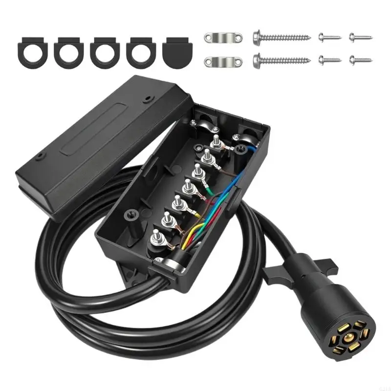 Universal 7 Blade Trailer Wiring with Junction Box 7 Wire Trailer Light Harness Suitable for Various Towing Needs
