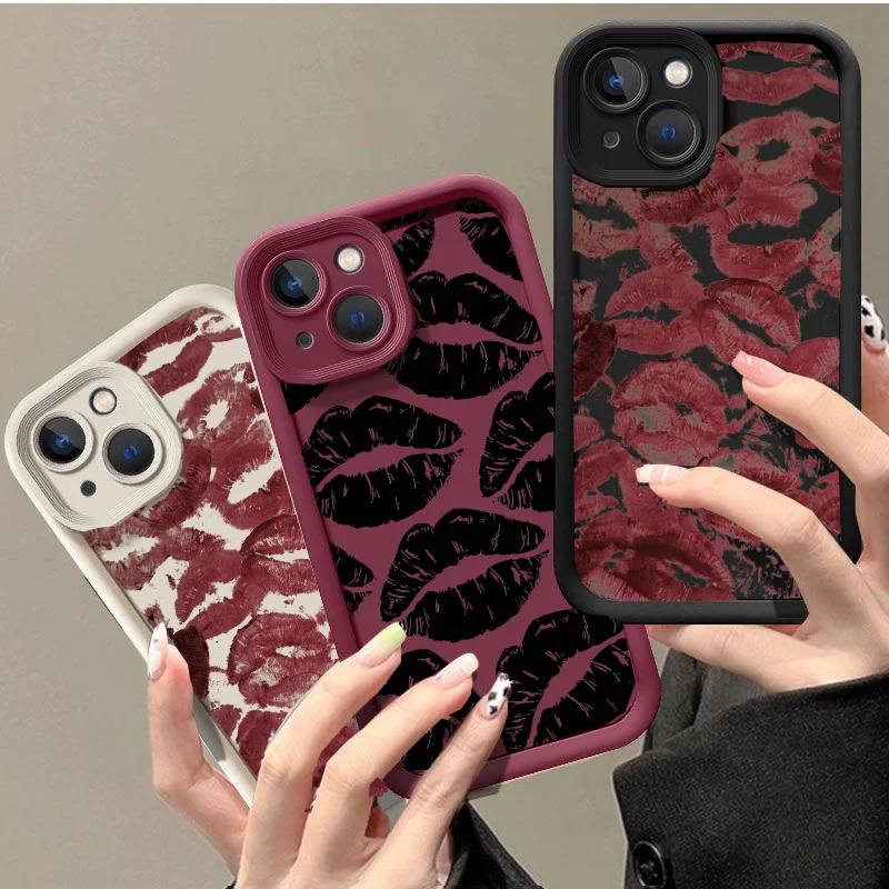 Custodia con stampa labbra rosse per Samsung Galaxy M54 F06 M16 M15 M34 M23 M31 M51 A22 M30S M20 M11 A31 A51 A71 A70 A50 A30 A13 A12 A03 A73