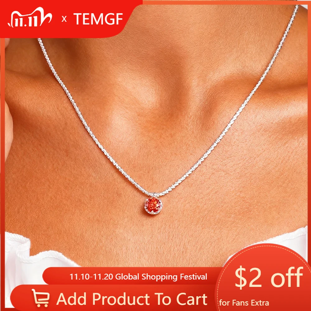 

TEMGF Moissanite Pendant Necklaces S925 Sterling Silver Chain for Women Girls Sparkling Fashion Fine Jewelry Birthday Gifts