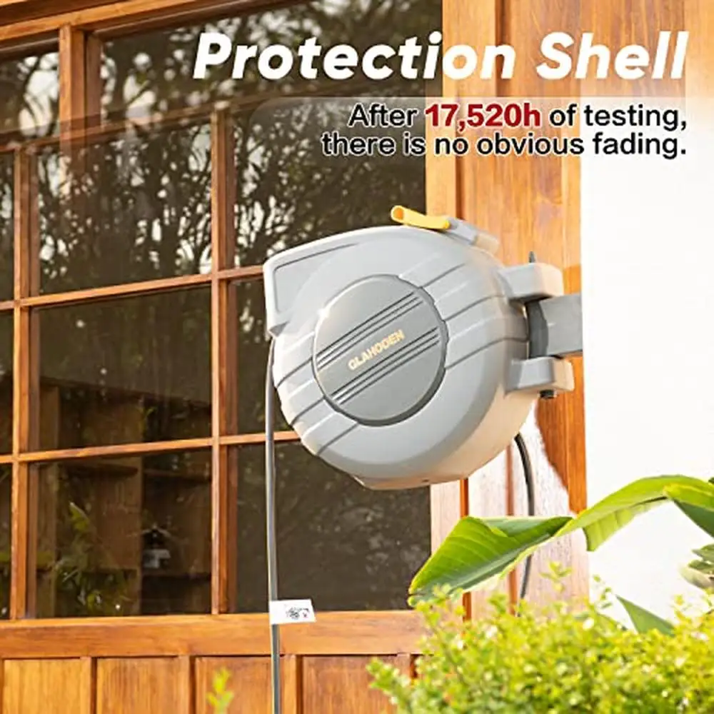 Retractable Garden Hose Reel Wall Mounted Automatic Lock System Leak-Free Design Increased Water Yield All-Weather Durability