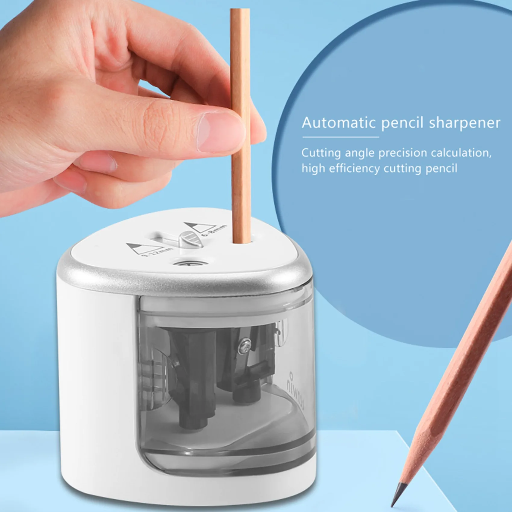 A34M-Tihoo Pencil Sharpener Electric Automatic Metal USB Stationery School Office Home Outdoor Art Supplies Black Blade Cut