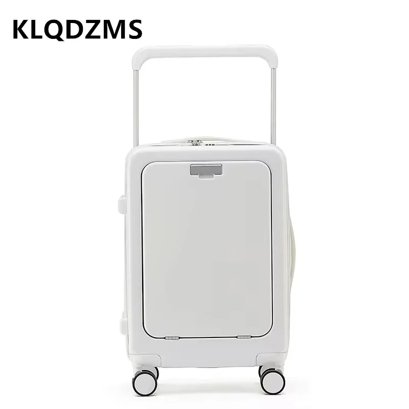 

KLQDZMS Multifunctional Suitcase Front Opening Boarding Box USB Charging Trolley Case 20 Inch Cart Travel Bag Rolling Luggage