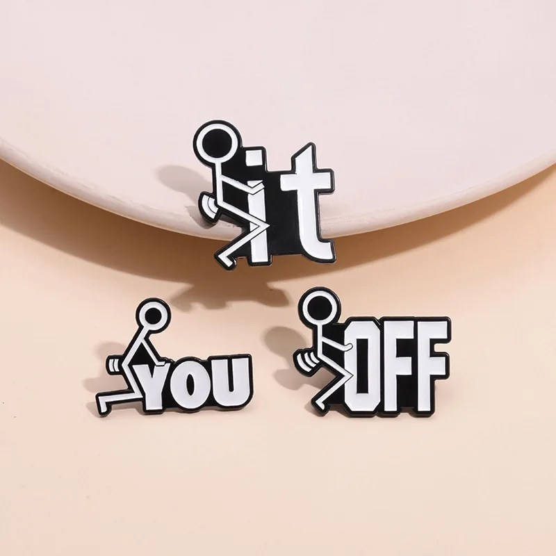 Fun Cartoon Stick Figure Pattern Metal Badges Spilla Brooches Pins Clothing Backpack Personalized Diy Pop Decorative Accessories