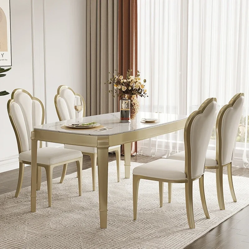 Gold Legs Waterproof Dining Table Heat Resistance Kitchen House Italian Dining Table Salon Floor Yemek Odasi Setleri Furnitures