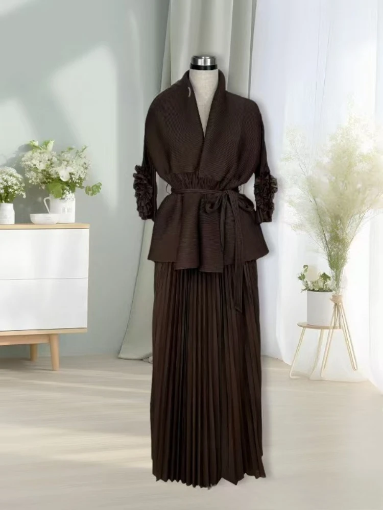 Miyake Pleated African Loose Women's Clothing Fashion Casual Suit Temperament Commuter Loose Wide-leg Pants Two-piece Set