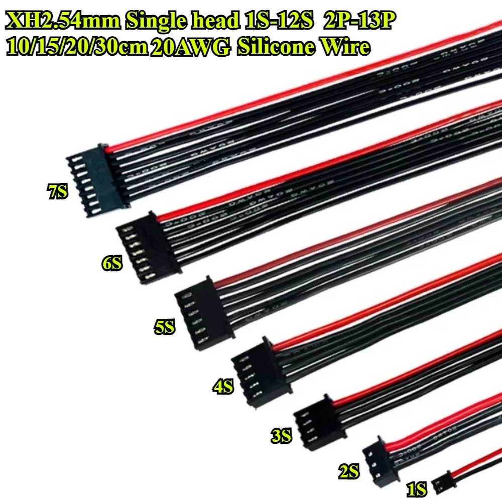 JST-XH2.54mm Balanced Charging Black Plug 1S-12S Lipo Battery RC Parts Balance Charger Plug Wire Connector 20AWG 10/15/20/30cm