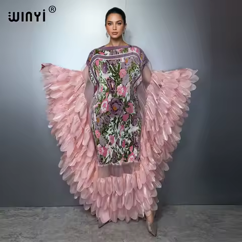 WINYI summer women's casual dresses Elastic slim pleated dress abaya dubai luxury party dress muslim woman boho evening dress