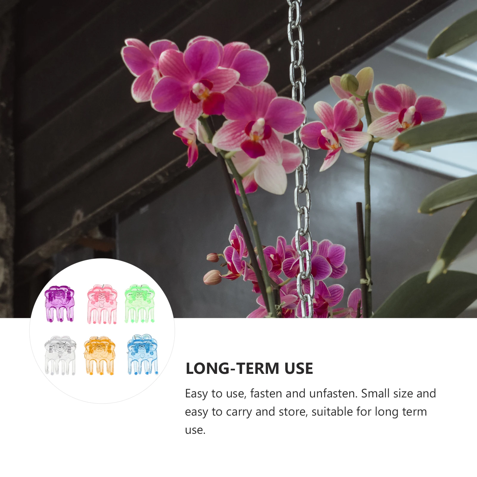 

60pcs Orchid Support Clips Rose-Shaped Plastic Garden Plants Clamps Vine Stem Fixing Tool For Trellis Gardening Supplies