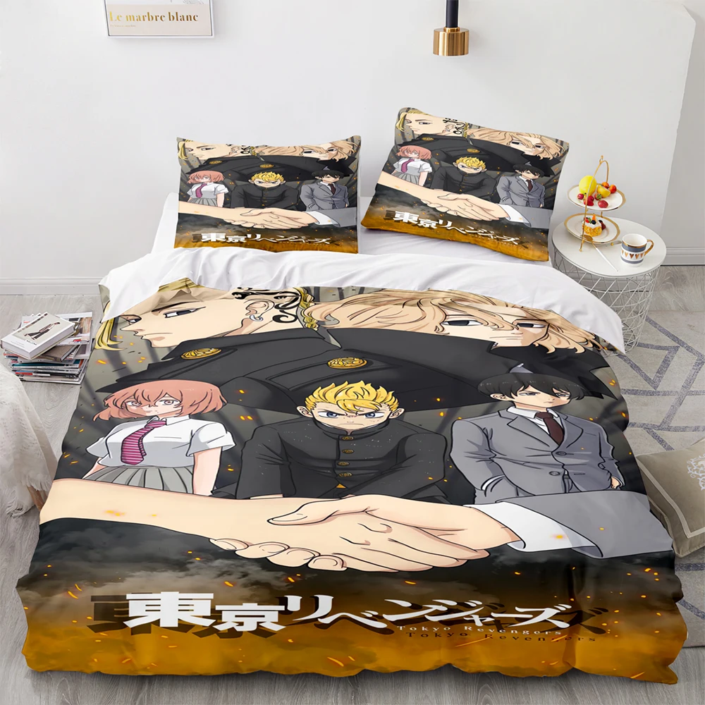 New Anime Tokyo Revengers Bedding Set Single Twin Full Queen King Size Bed Set Adult Kid Bedroom Duvet cover Sets Home Textiles