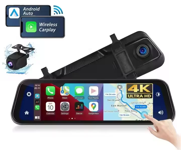 10 Inch 4K 2160P Car DVR Dash Cam  WIFI FM Radio AUX Carplay Android Auto Streaming(no GPS)