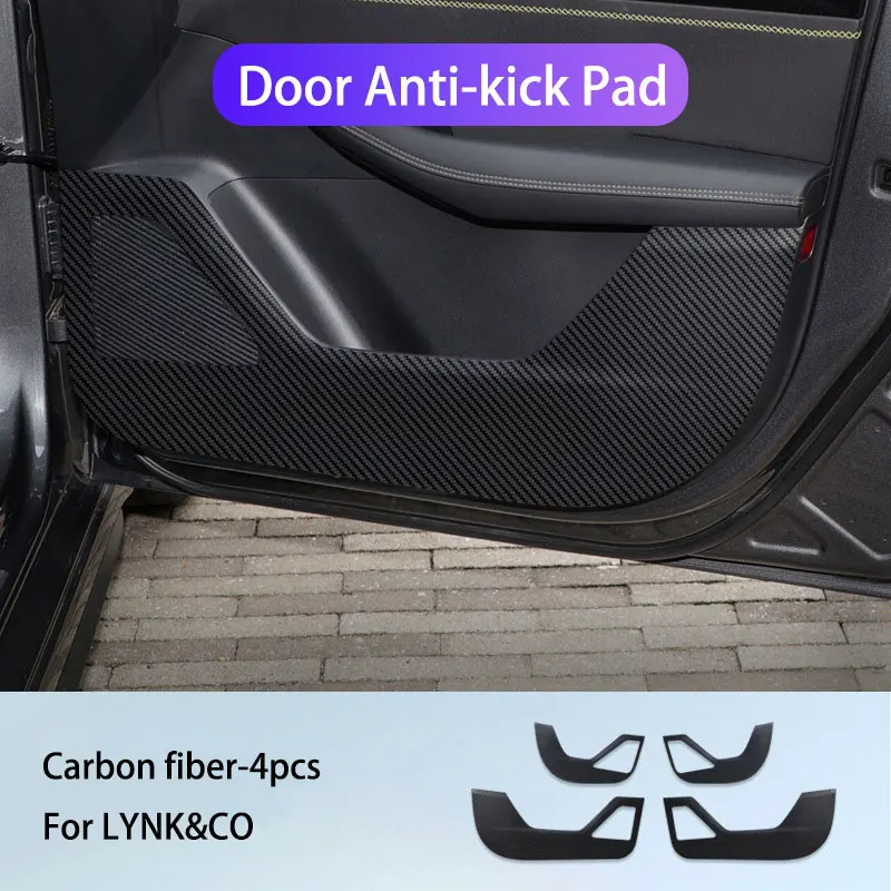 

Car Interior Door Protection Panel Anti-kick Pad Mats For LYNK&CO 03 05 09 Carbon Fiber Sticker Auto Interior Accessories