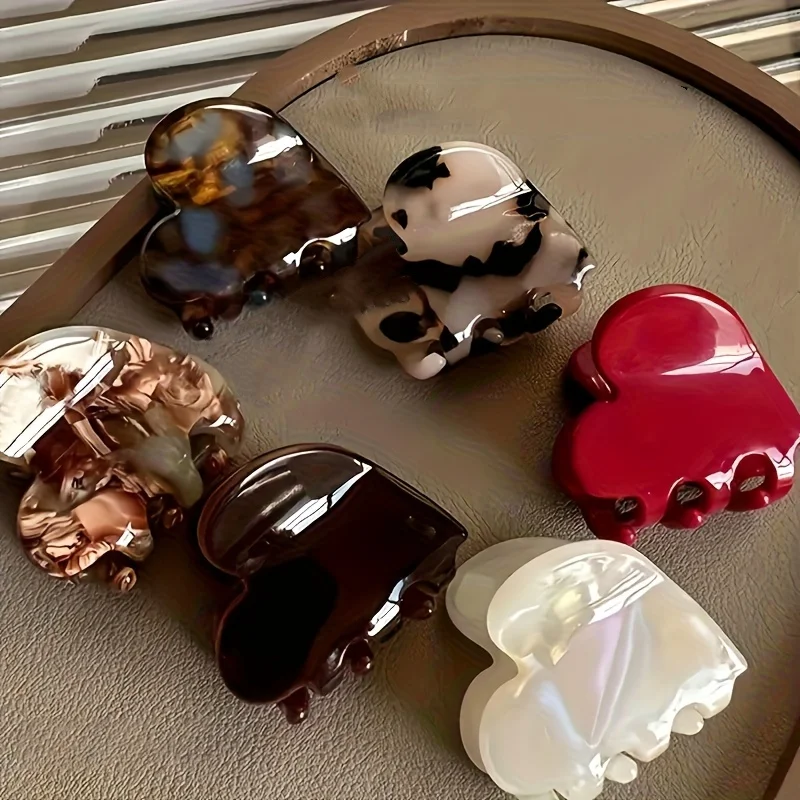 4-Piece Set, Random Styles, Heart-Shaped Small Hair Clips, Back of the Head Clips, Forehead Side Fringe Hair Clips, Hair Accessories, Sweet Princess Style, Korean Hair Claws