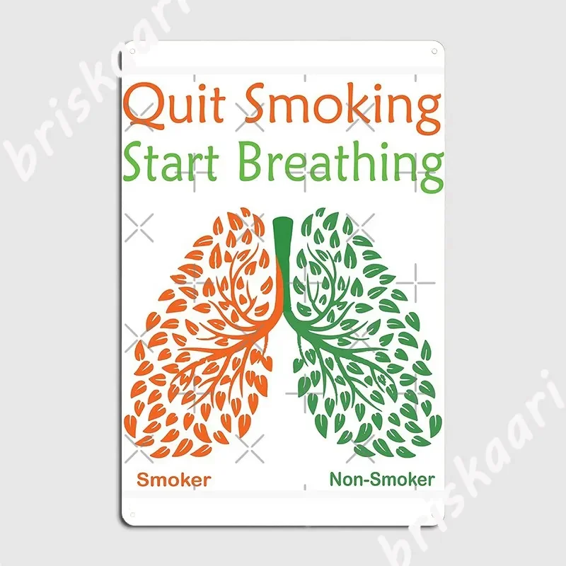 Quit Smoking Start Breathing No Smoking Awareness Metal Plaque Poster Club Party Home Poster personalized Tin sign Poster