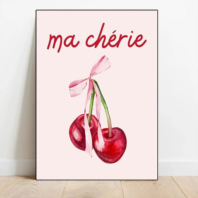 Pink Bow Balloons Swan Teddy Bear Cherry  Posters Prints Canvas Printing Wall Art Picture for Living Room Home Decor