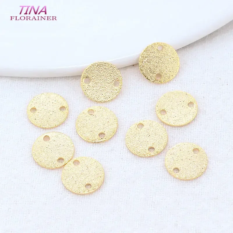 10MM 14K Gold Color Brass Frosted Round Connector Charms Jewelry Making Supplies Diy Findings Accessories