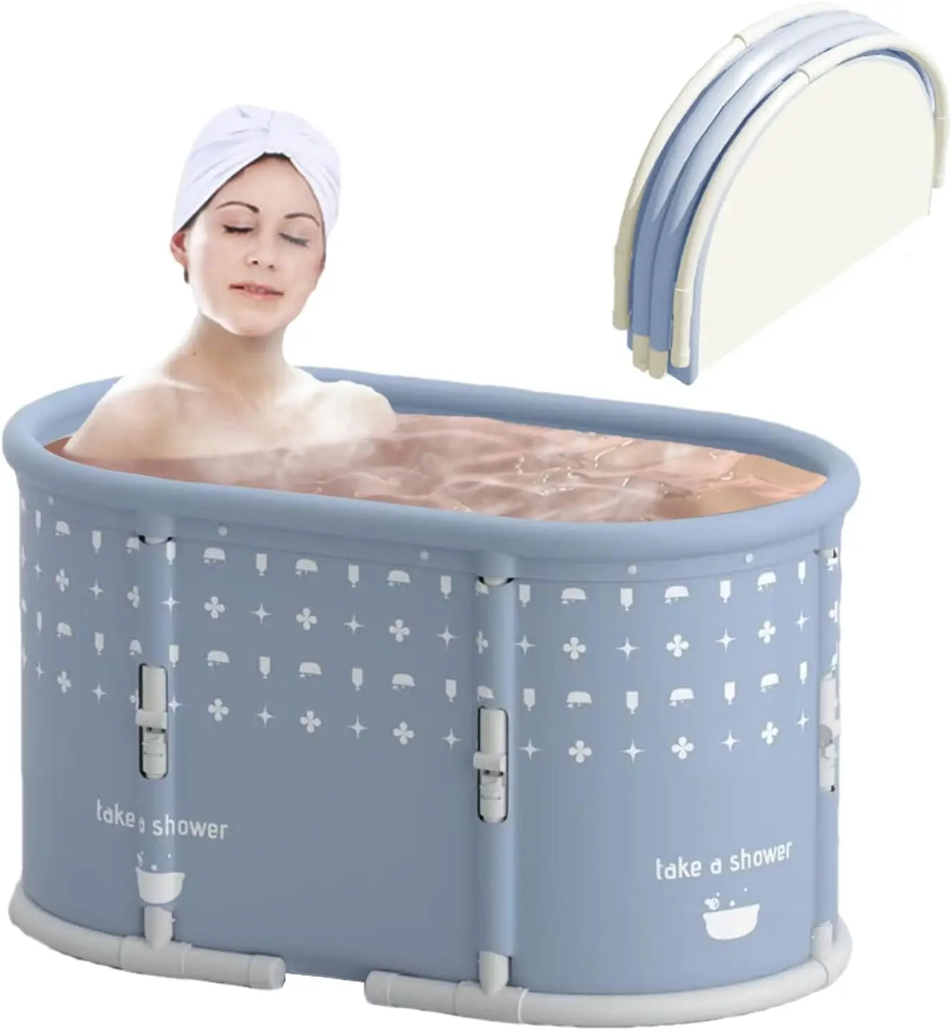 

Foldable Bathtub for Adults, No Installation Needed, Hot & Cold Spa Tub, 37.4x21.6x21.6 in, Gray