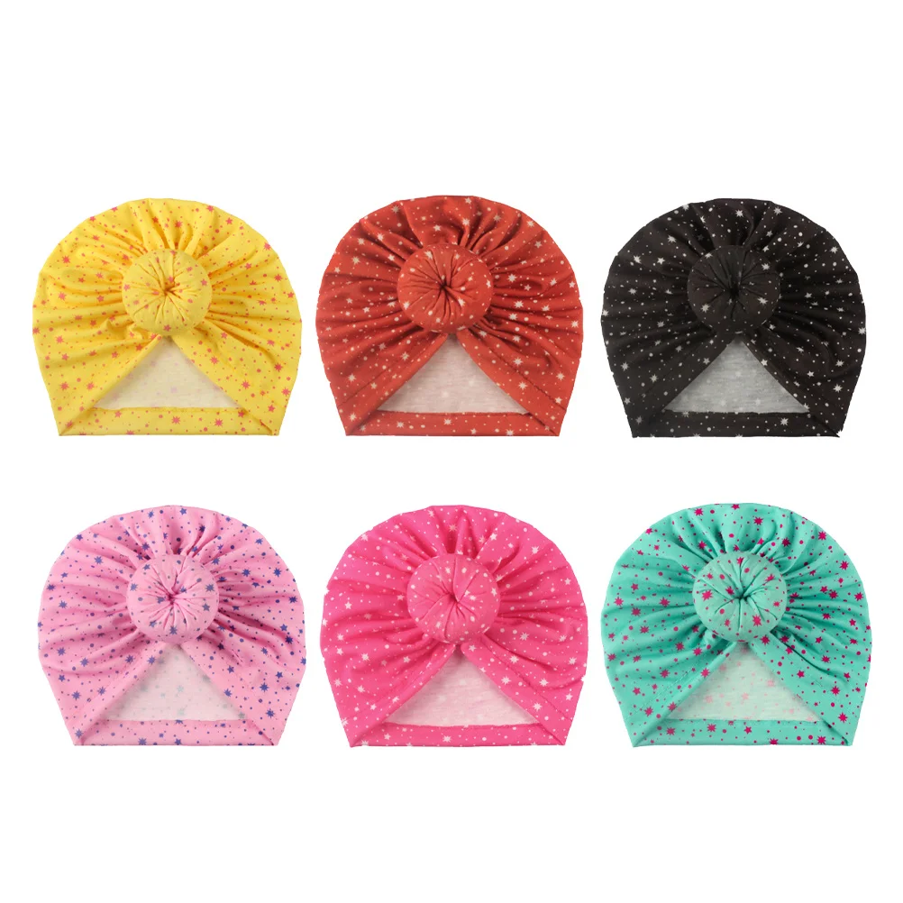 

6Pcs Baby Knotted Donut Beanie Soft Durable Polyester Cotton Breathable Infant Headwear Red Yellow Green Rose Pink