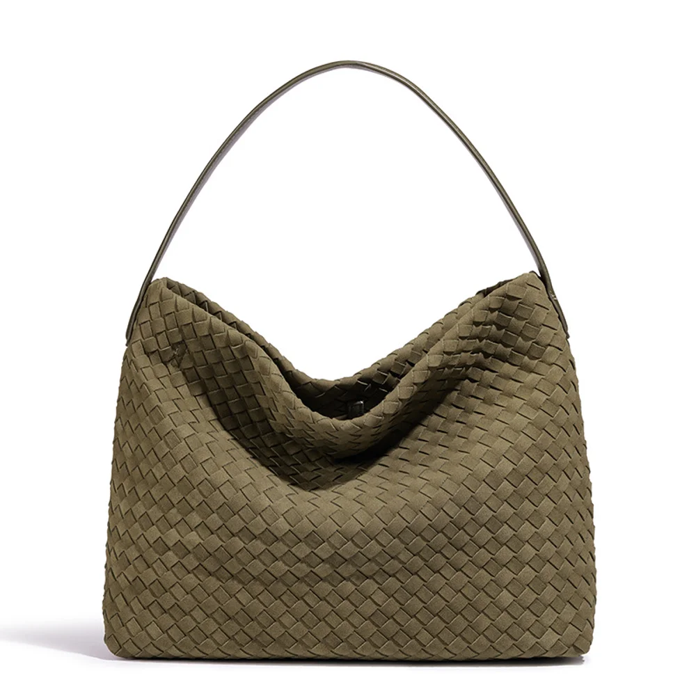 Матовая сумка для подмышек большой вместимости ручной работы с модной текстурой и универсальной сумкой на одно плечо, ведро для поездок на работу.