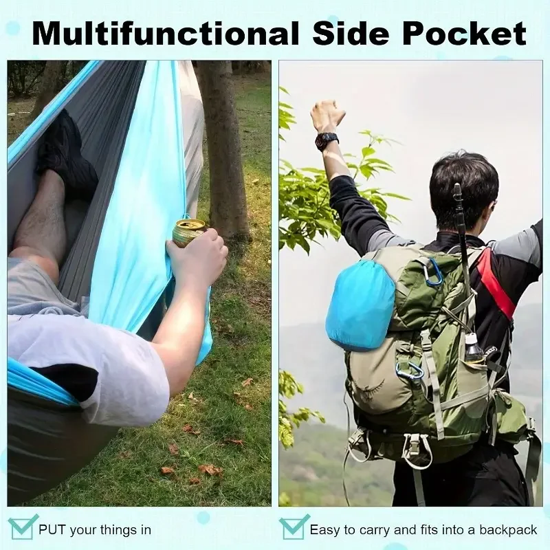 Nylon Camping Hammock Portable Indoor Outdoor Hammock for Camping Hiking Beach Backpacking Home Travel Ideal for Adults Teens