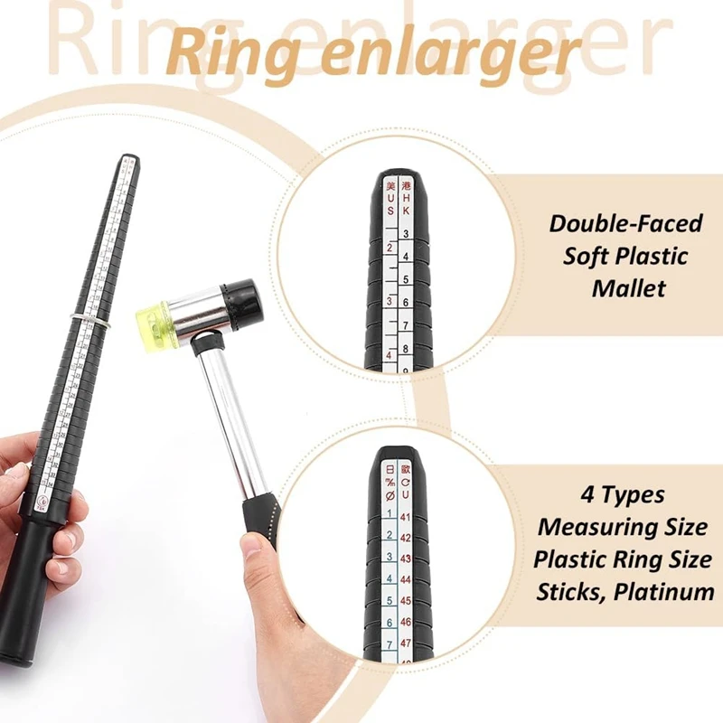 1 Set Ring Bracelet Sizer Measuring Tool Bangle Ring Enlarger Stick Mandrel Sizer Tool Polishing Bangle Tool Repair Kit