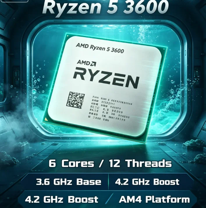 AMD R5 3600 Ryzen 5 Series Desktop CPU 6 Core 12 Thread 3.6GHz 7NM AM4 Socket Gaming Processor No Box