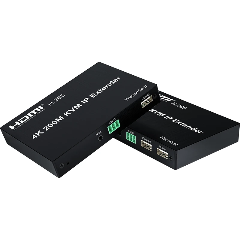 4K HDMI KVM Extender over IP RJ45 Cat5e/6 200M HDMI KVM Matrix USB Extender Support Multipoint to Multipoint Extensoin Transmitt