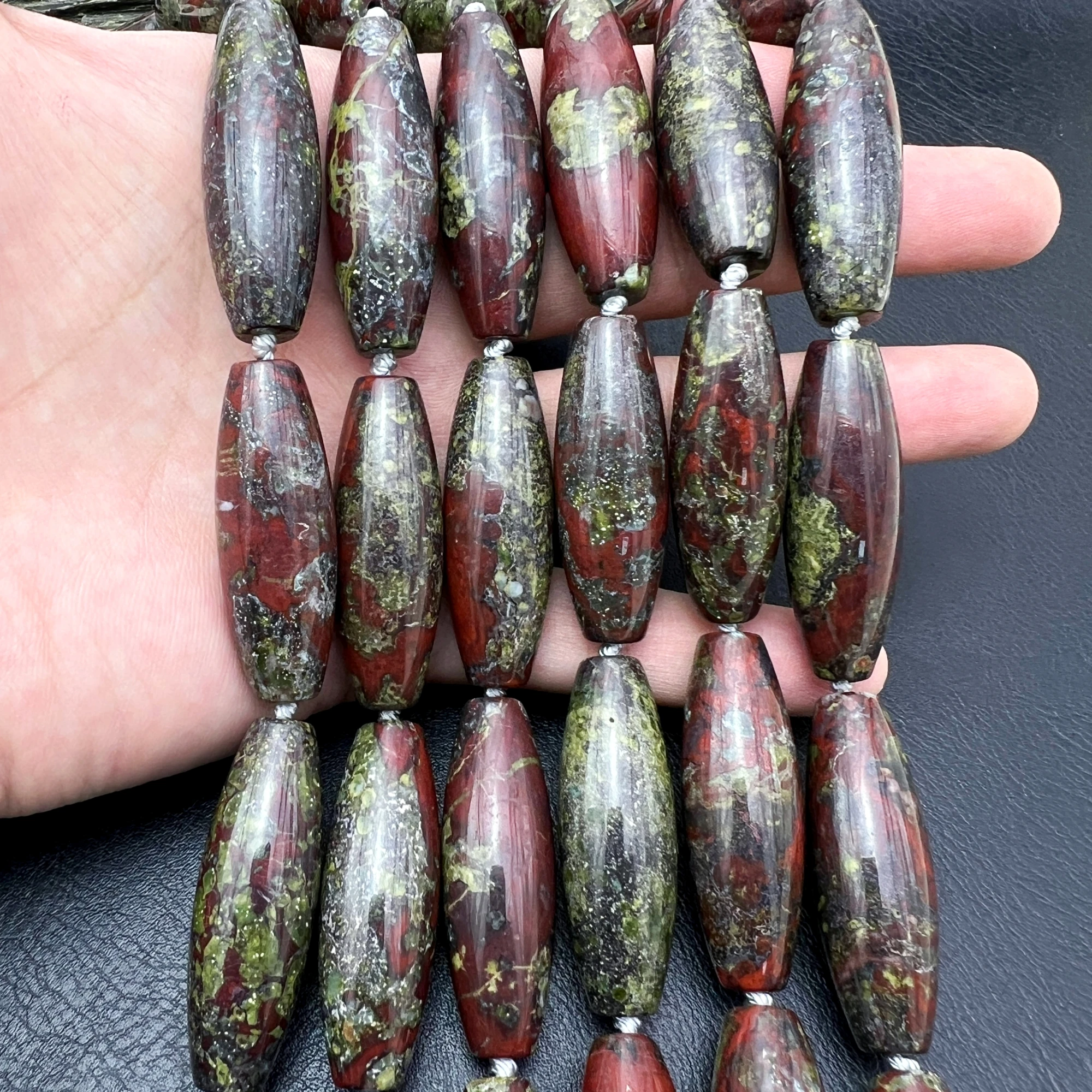 14x40MM 9PCS Large Natural Dragon Blood Jaspers Barrel Nugget Focus Beads For DIY Jewelry Making