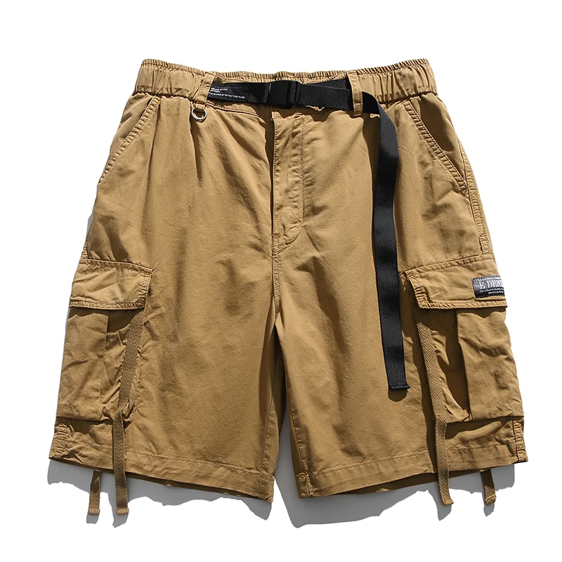 

Men's Shorts Elastic waist Loose Casual Shorts Breathable Multiple Pockets Solid Color Drawstring Men's Work Shorts High Quality