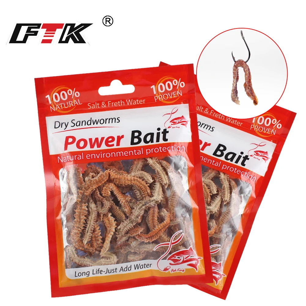 FTK 6g/10g Lifelike Dry Lugworm Sandworms Fishing Lure Saltwater Freshwater Feeder Sea Fishing Worms Artificial Bait Accessorie