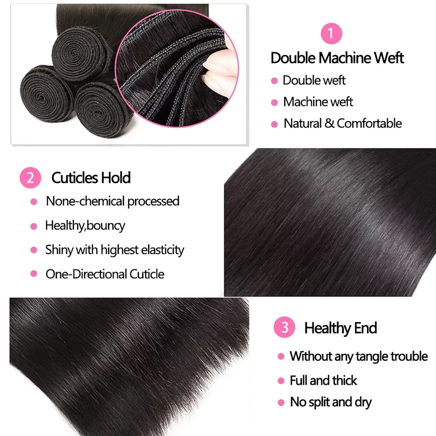 14A paquets de cheveux humains droits 30 32 pouces paquets droits paquets de cheveux bruts brésiliens naturel noir 100% Extensions de cheveux humains