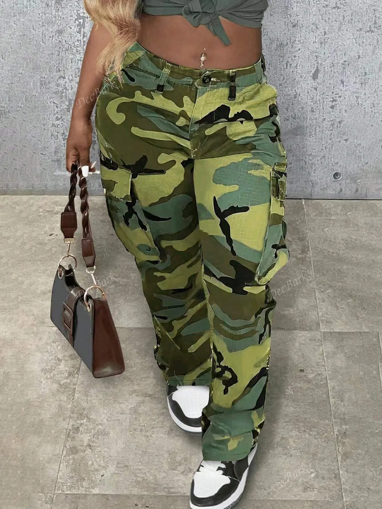 Women's Multi‑Pocket Satin Ribbon Design, Breathable Thin Color‑Blocked Cargo Pants, Fashion Comfort Joggers for Spring