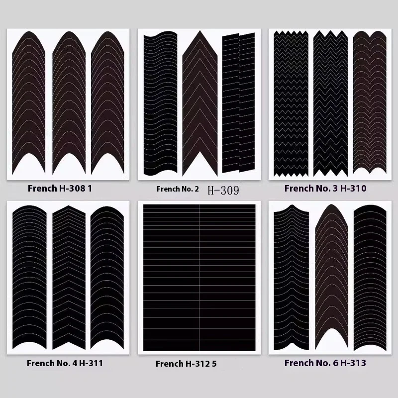 Nouveauté trois-en-un Nail Art autocollants bord français auxiliaire sourire vague peinture en aérosol ongles huile Gel adhésif autocollants