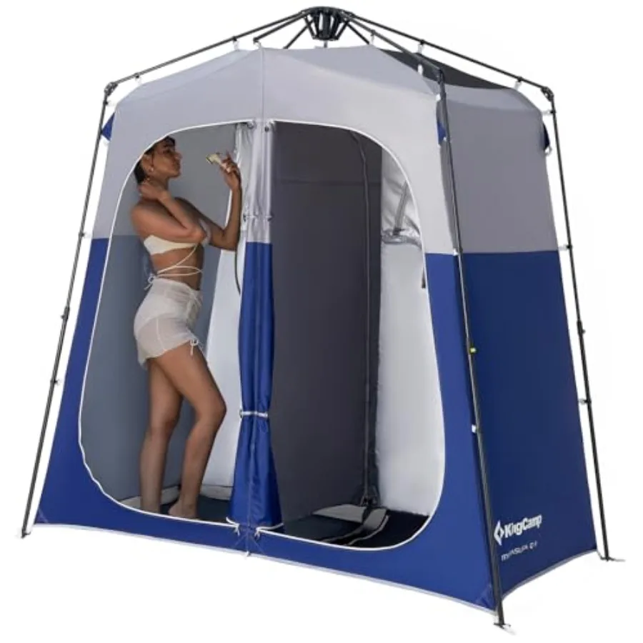 

Портативная палатка-душ с улучшенной устойчивостью и приватностью, 2 больших отсека, уличный туалетный шатер с полом для пляжа и кемпинга