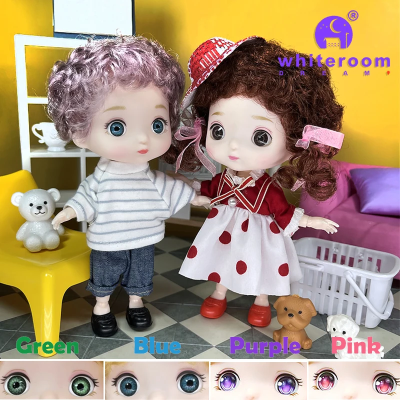 Doll 16cm BJD Mini Doll For Girls Boy Clothes 13 Movable Joint Toy Baby Blue Green Big Eyes DIY Toys Dress Up 1/12 Fashion Dolls