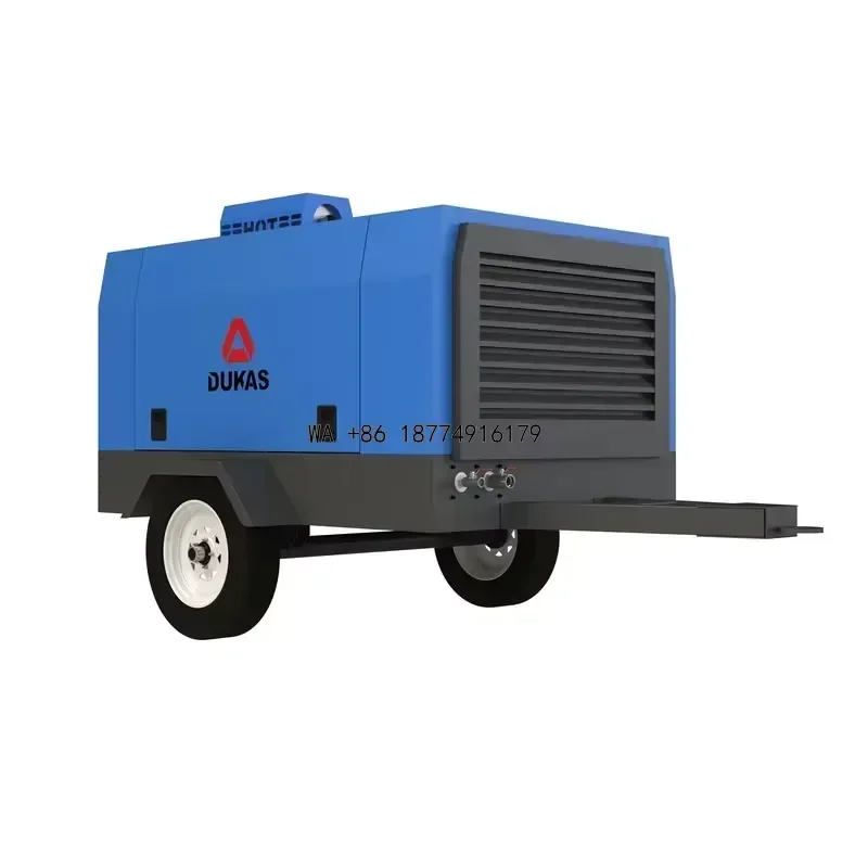 wmwmnu wmwmnu Small Portable Air Cooled Screw Air Compressor 185 CFM for Rock Drilling