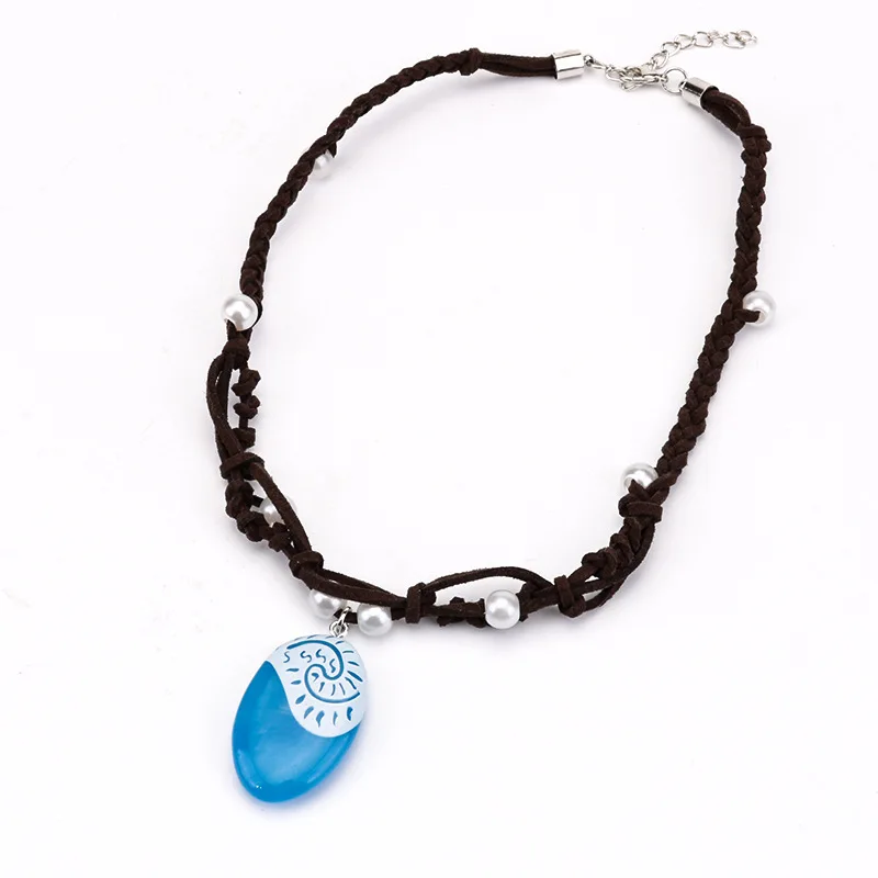 Anime Movie Princess Moana Necklace Cosplay Handmade Braided Leather Rope Luminous Pendant Women Girl Jewelry Prop Accessories ﻿ - view 5
