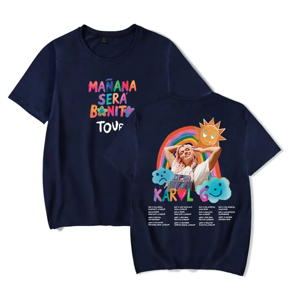 Karol G-تي شيرت كاجوال بأكمام قصيرة ، ألبوم طباعة ميرتش ، جولة Msb ، تي شيرت قوس قزح ، الموضة ، مضحك ، طباعة ميرش #4