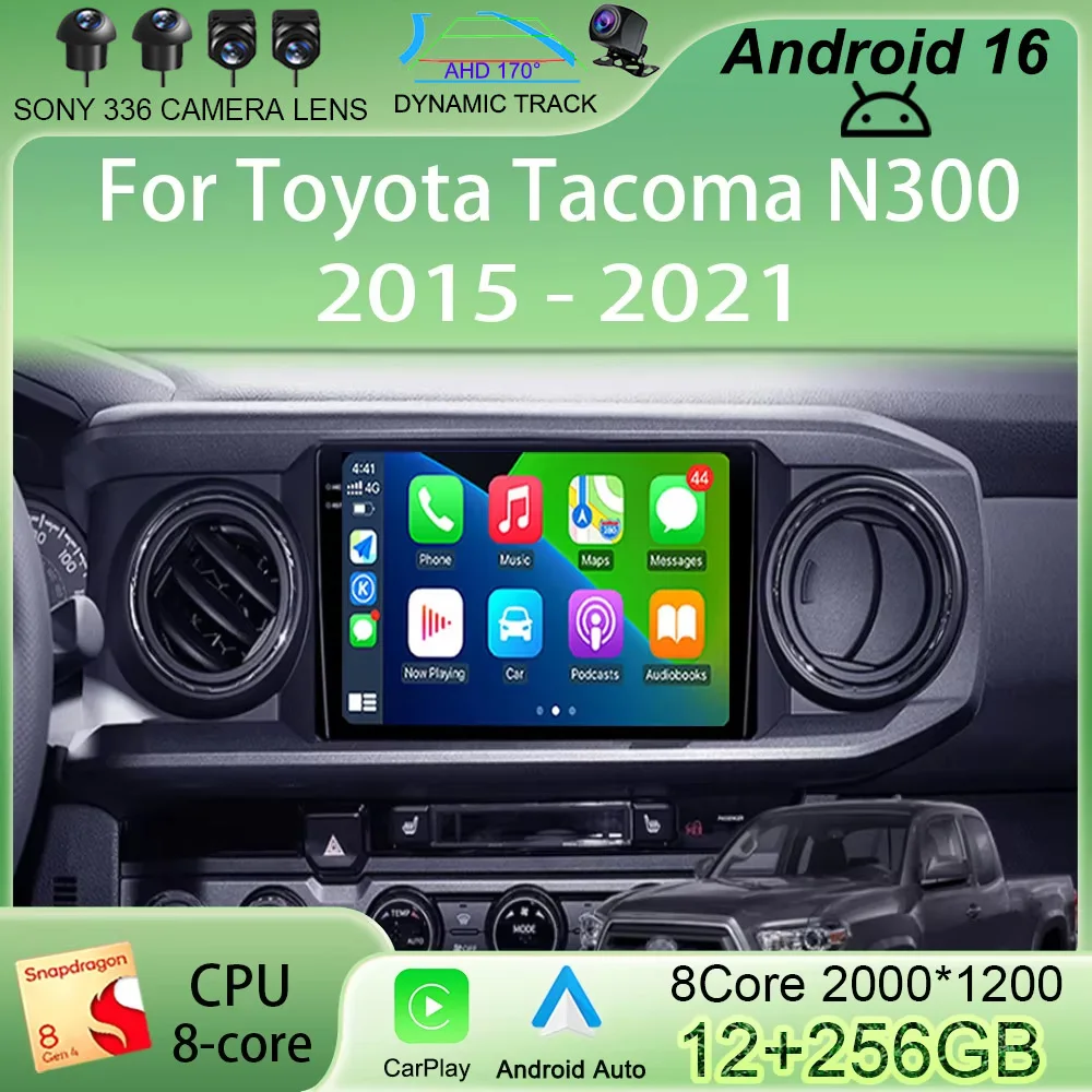 Android 16 Car Radio DSP RDS For Toyota Tacoma N300 2015 - 2021 Multimedia Player Navigation Carplay AUTO BT GPS